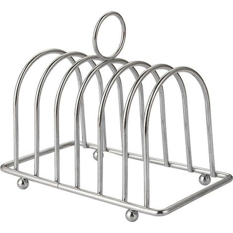 Porte-pain à 6 emplacements pour toasts, en acier inoxydable antirouille, avec poignée de transport et pieds à billes antidérapants, accessoire de boulangerie indéformable (1/5)