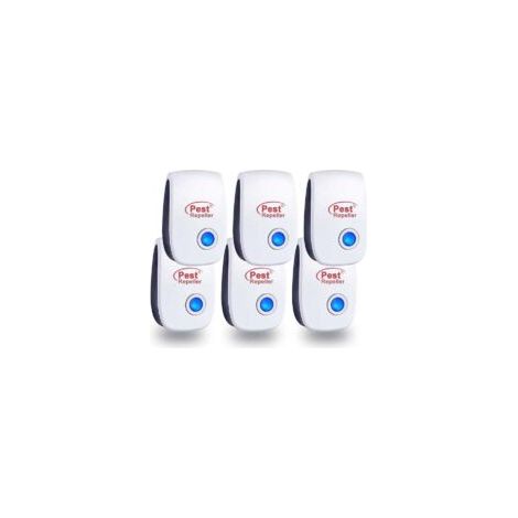 Repelente ultrasónico para roedores, paquete de 6 unidades, repelente electrónico para interiores contra mosquitos, cucarachas, ratones, arañas y moscas - Crezuo (1/4)