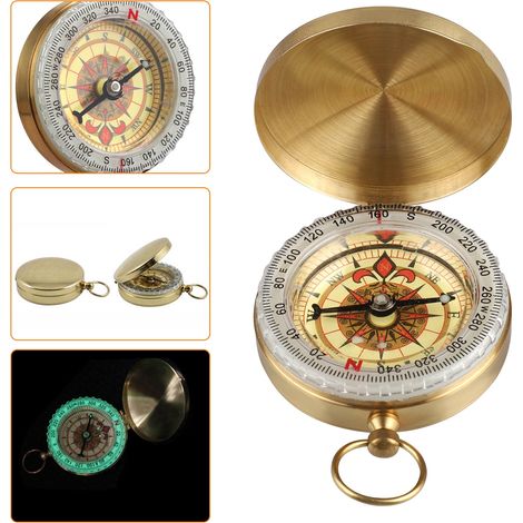 Boussole militaire de survie à l'ancienne Boussole lumineuse de type montre de poche pour la randonnée, le camping, la chasse et l'escalade (1/5)