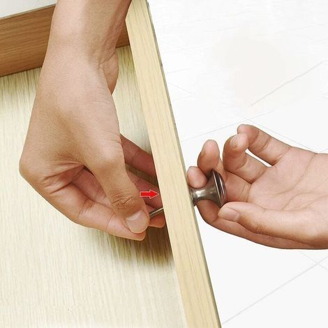 Möbelknöpfe und -griffe, 6 Stück, massiver silberfarbener Schrankgriff, runder Edelstahl-Möbelgriff, silberfarben, mit Schrauben, Durchmesser 27 mm - INHHUB (1/4)