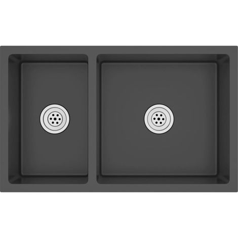 Fregadero de cocina 62 x 36 x 51 cm negro acero inoxidable 020002478 (1/5)