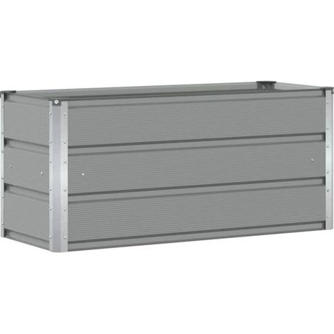 Pot de fleurs gris clair, 100 x 40 x 45 cm, en acier. (1/5)