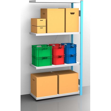 eurokraft pro, Rayonnage emboîtable à tablettes, bleu/galvanisé (1/3)