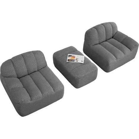 Sofá modular en L de 2 plazas con otomana, gris, sin montaje (1/5)