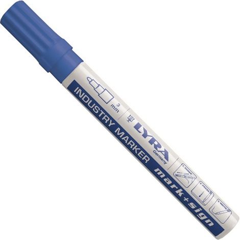 Marqueur peinture indélébile Lyra mark+sign pour surfaces lisses pointe 2 à 4 mm coloris bleu - Lyra - 4040051