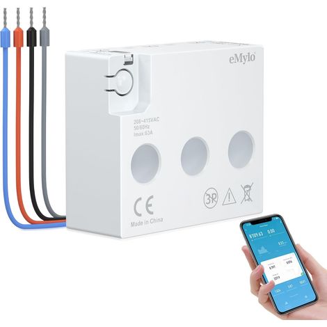 Mini Compteur d’Énergie WiFi Triphasé 63A, Suivi en Temps Réel (1/5)