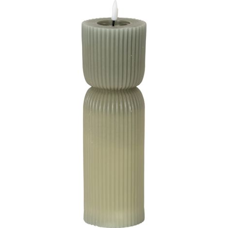 Luxe Collection Natural Glow 2.75x10 Carved LED Candle - Plastic - L7 x W7 x H24 cm - Grey