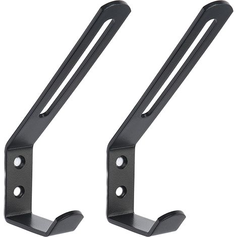 Lot de 2 crochets muraux doubles en acier robuste de type C, adaptés à une utilisation intérieure et extérieure - Lot de 2 (noir) (1/5)