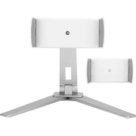 Doppelte Wandhalterung mit Klemmen für Smartphone und Tablet, aus faltbarer und drehbarer Aluminiumlegierung – Weiß (1/5)