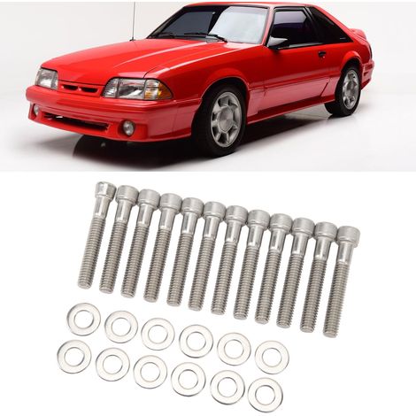 Kit de 12 boulons d'admission en acier inoxydable pour moteurs Ford Small Block SBF 289, 302, 5.0L et 351W (1/5)