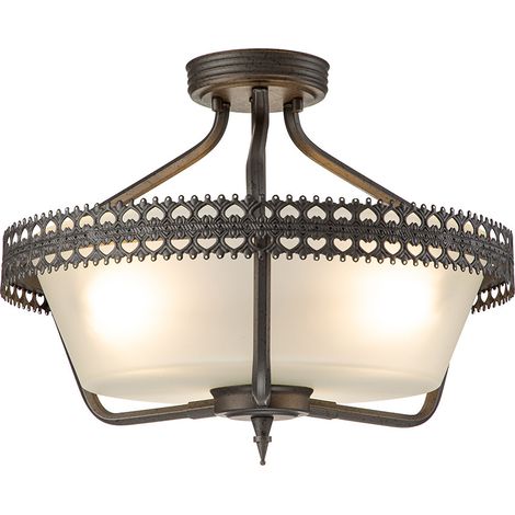Elstead Crown - 3 Light Semi Flush Deckenpendelleuchte Eisen, E27 (1/4)