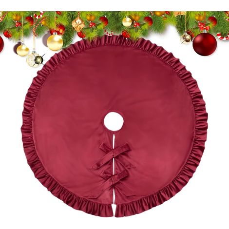 Jupe de Décoration pour Sapin de Noël 132 Cm Décor De Tapis Rouge À Volants Jupe de Décoration pour Sapin à Volants Pour La Décoration D'Automne Le Style Ferme Les Fêtes L'Intérieur Et La (1/5)