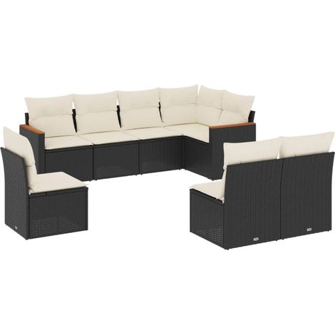 vidaXL Cuscini da seduta - Set Divani da Giardino con Cuscini 8 pz Nero in Polyrattan (1/5)