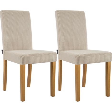 Lot de 2 chaises de salle à manger Ina en velours côtelé Marron clair Antique clair (1/5)