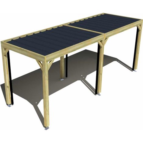 Carport bois • 6m x 2m • indépendante • sens largeur • livraison comprise (1/3)