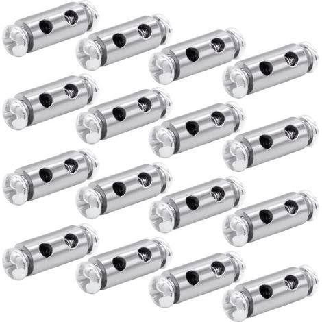 16 pcs Serre à Capuchon, Serre Cable Acier, Serre Cable Inox, pour câbles Double Extrémité en Fil d'Acier, Tendeur Cable Inox avec Écrous d’Extrémité pour Cordes à Rideaux, Cordes à Linge (1/4)