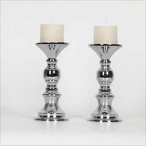 Candélabres piliers argentés centres de table mariage bougeoirs en pour bougies support décoration idéal les mariages 50 mm Métal (1/4)