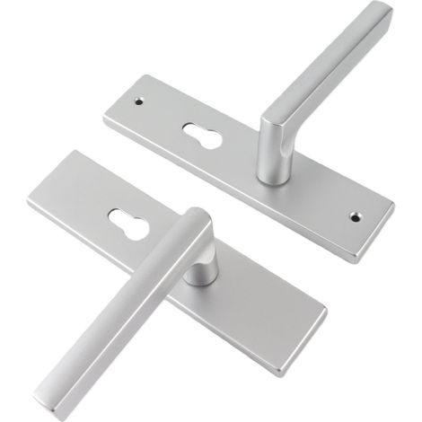 Poignée de porte à levier droit en alliage aluminium robuste anti-choc pose facile avec 3 clés pour remplacement (1/5)