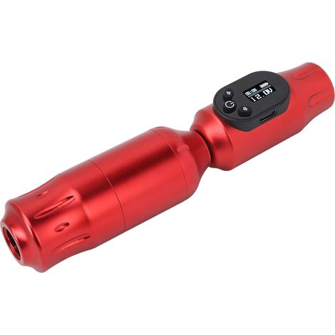 Kit de machine à tatouer rotative avec écran numérique OLED, interface RCA, stylo à tatouer et kit de batterie (rouge). (1/5)
