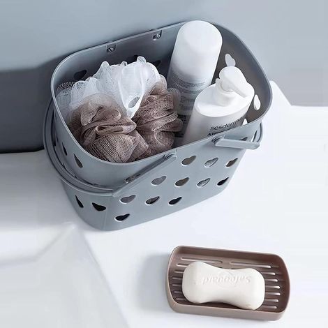 Panier de rangement pour salle de bain, Bac de toilette avec anse, 25.4x17x16cm, design ouvert et facilement rangable, 4 coloris disponibles, matière PP durable, idéal pour cosmétiques et articles de  (1/5)