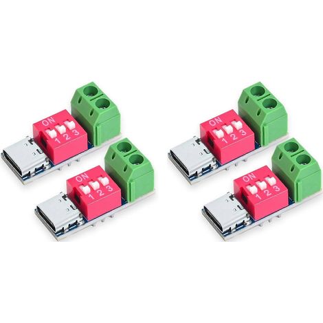 Module de déclenchement USB-C PD, leurre PD/QC, charge rapide, chargeur USB Type-C vers 12 V haute vitesse, amplificateur de puissance (4 unités) (1/3)