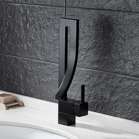 Künstlerische Waschtischarmatur, Bronzeguss, schwarz