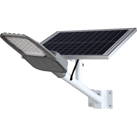 Iluminashop – Lampadaire solaire LED 60W pour éclairage public – Température couleur 6000K – Protection IP65 – Capteur crépusculaire – Aluminium/PMMA