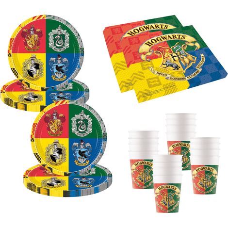 Service de fête – 52 pièces – 16 assiettes, 16 gobelets, 20 serviettes, vaisselle jetable, vaisselle de fête, décoration de table (1/4)