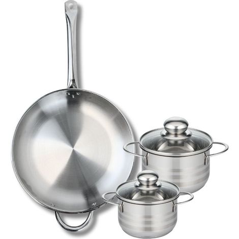 Ensemble de 1 Poêle de cuisson 32 cm et 2 faitouts 14 et 16 cm Elo Profi Brillant (1/5)