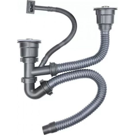 Kit vidange évier universel double tuyau de vidange rapide, compatible multi modèles, facile à installer (1/5)