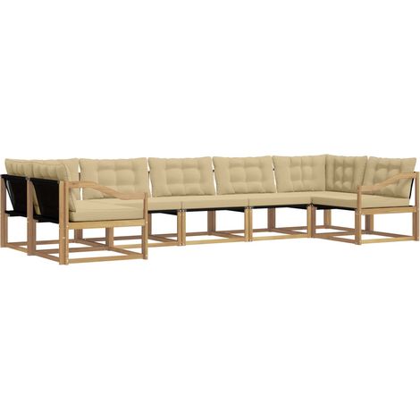 Ensemble de canapés d'extérieur 7 pc Blanc et Beige vidaXL (1/5)