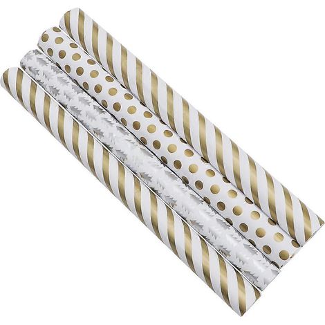 4 rouleaux de papier cadeau d'anniversaire, papier d'emballage, papier pour couverture de livre (styles assortis)-7050cm-Random Color