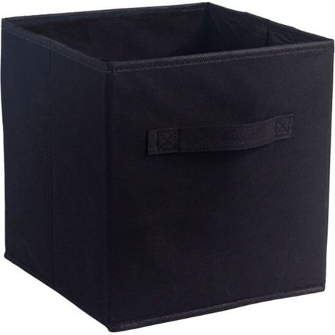 Black Fabric Foldable Storage Box, 33cm Wide x 33cm Long x 33cm High, No Lid, Drawer Type, 1 Piece (1/5)