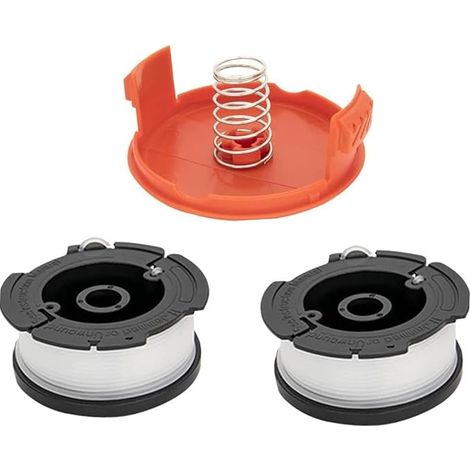 XINTONG Lot de 2 bobines et fil pour débroussailleuse électrique, compatible avec Black Decker, remplace AF-100 ST5530-GB GLC3630L20-GB STC1820PC-GB BESTA530-GB BESTA525-GB (avec 1 capuchon, 1 ressort (1/5)