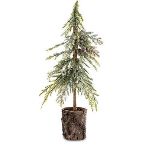 Albero di Natale artificiale verde, in plastica naturale, betulla, 38x13x10 cm