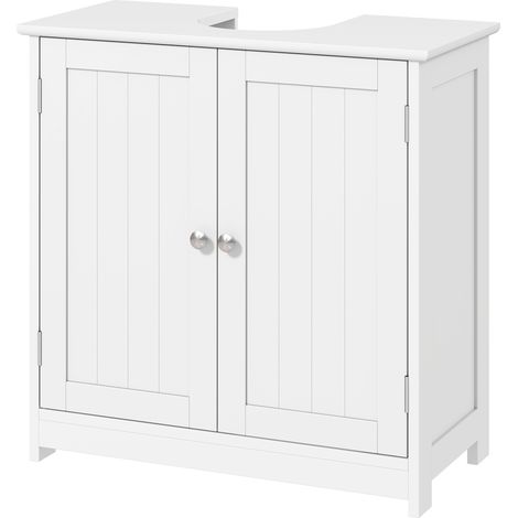 Meuble sous lavabo 2 portes avec étagère blanc 60x30x60 cm
