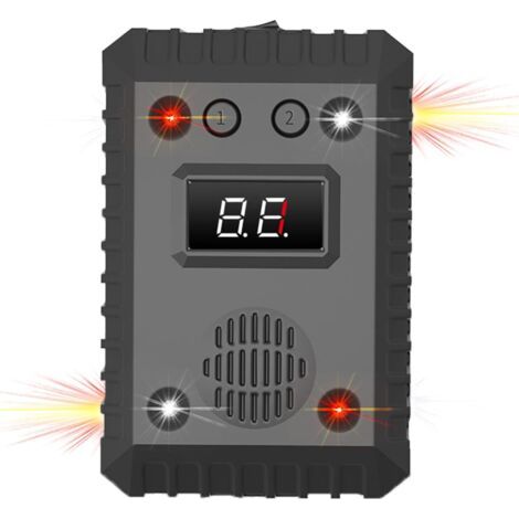 Répulsif ultrasons 2 en 1 pour rongeurs – Protection véhicule et intérieur – Triple effet avec lumières LED et alarme – Couverture jusqu'à 430 pi² (1/5)