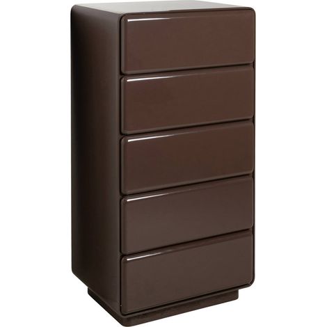 Chiffonnier marron brillant à cinq tiroirs - châtaigne (1/5)