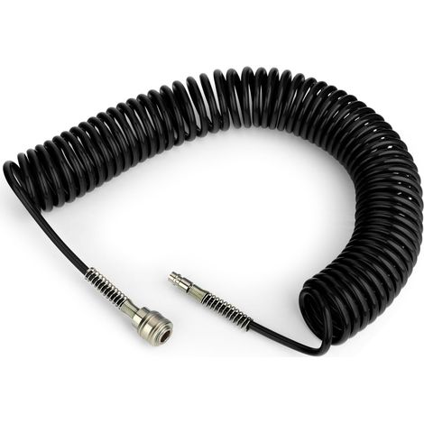 Noir 10M tuyau spiralé en PU avec un diamètre extérieur de 8mm, (avec raccord rapide et embout, matériau du tuyau en PU) (1/5)
