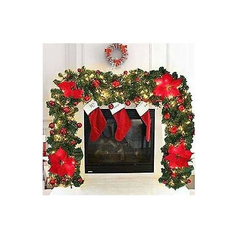 270cm Guirlande De Nol Avec Led, Guirlande Lumineuse Sapin Noel, Couronne Dcoration De Vigne Nol Avec Led, Pour Dcor Porte Chemine Escaliers Fte,