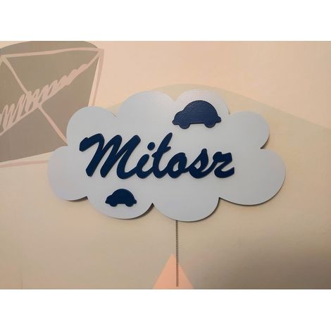 Lámpara de noche nube con nombre + coches (1/5)
