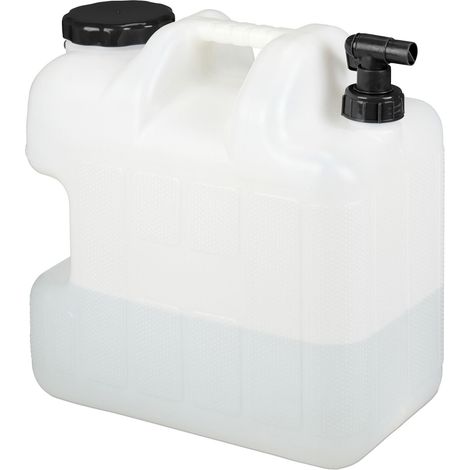 Tanica d'acqua trasportabile con rubinetto girevole 37 x 19,5 x 36,5 cm pratico campeggio in plastica bianca 130010596