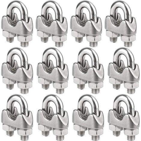 Lot de 12 serre-câbles en acier inoxydable 304 – Pour câbles de 4mm – Résistant à la rouille et à la corrosion – Applications variées (1/5)