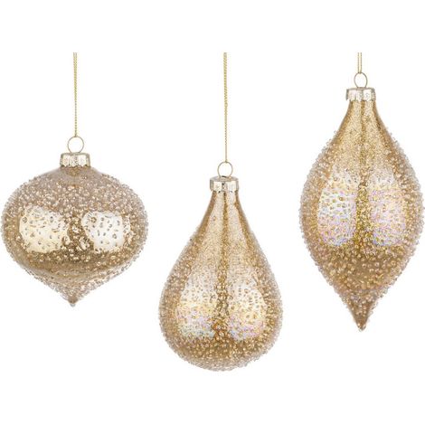 Pendagli in vetro "Oro Saturno" per albero di Natale moderno ed elegante (1/3)