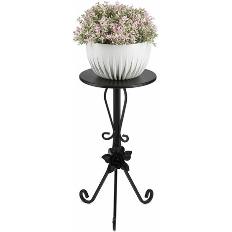 Supporto per fiori in metallo nero con rosa, 55 cm