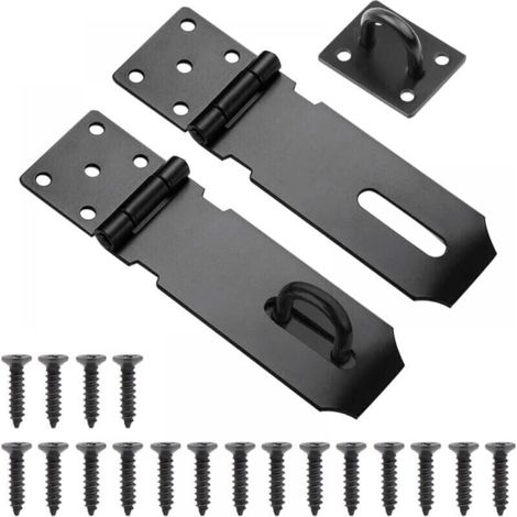 Piece Exterior Door Latch, 5 inch Stainless Steel with Screws for Garage Door Locks and Cabinets (Black) (1/4)