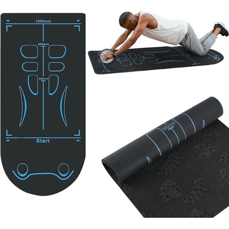 Tappetino per yoga ed esercizi con rullo addominale, tappetino antiscivolo per esercizi, tappetino extra lungo insonorizzante per ginocchia, protezione articolare per addominali (1/5)