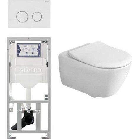 Villeroy & Boch Subway 2.0 Ensemble encastré avec cuvette WC suspendue blanche abattant Slimseat softclose plaque de commande Sigma20 blanche