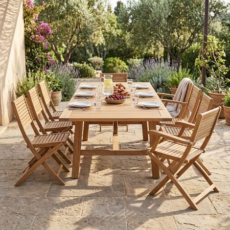 ORATOR - set tavolo in teak cm 160/240 x 90 x 77 h con 6 sedie e 2 poltrone Orator (1/4)