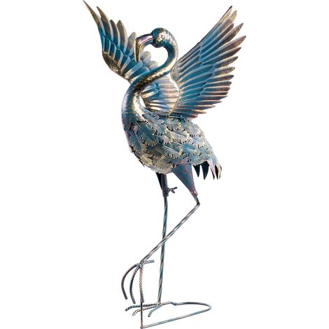 Escultura de pájaro de hierro hecha a mano adorno animal de pie azul Kalibo (1/5)